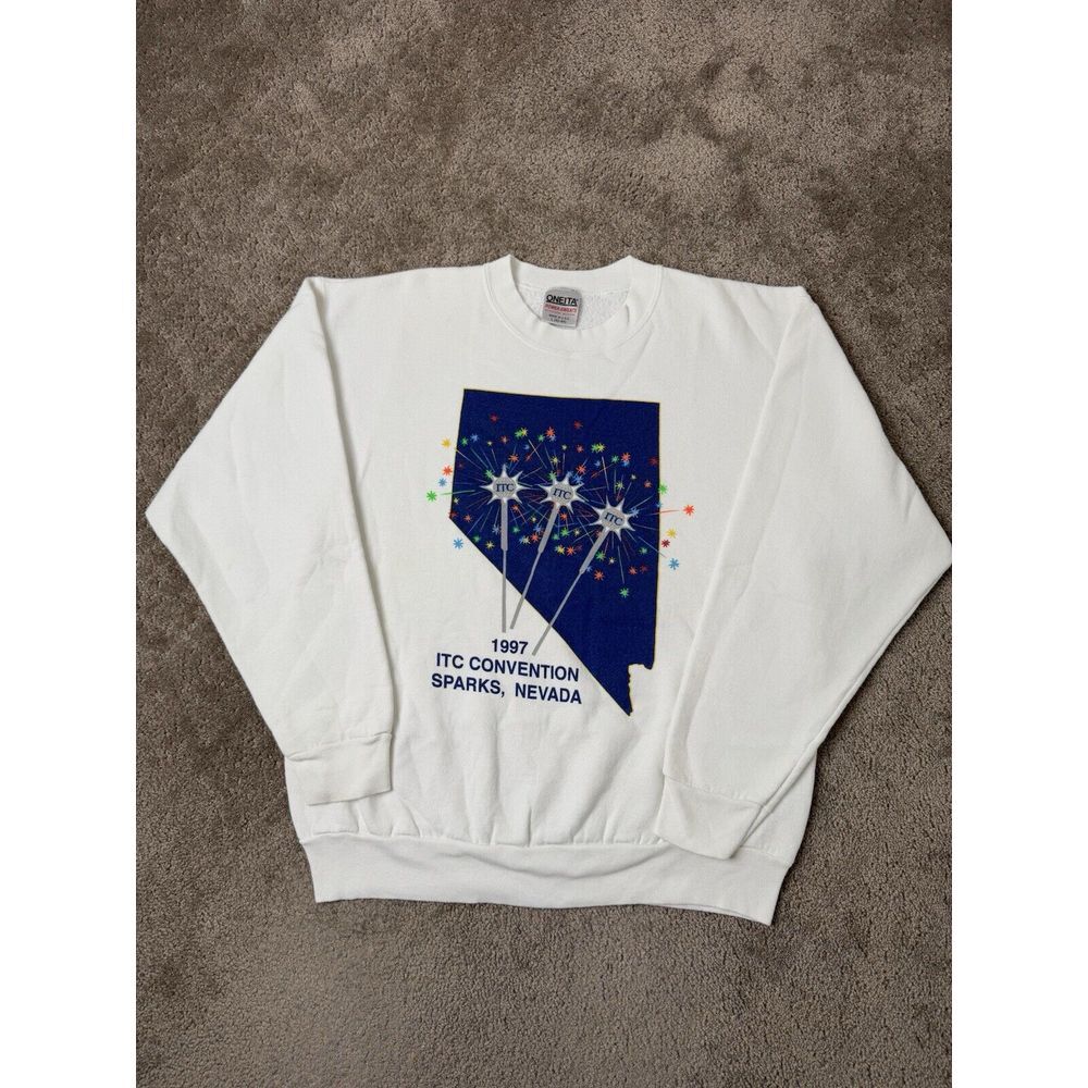 Vintage Mens Sweatshirt 1997 Oneita ITC CONVENTION SPARKS, NEWADA,‎ USA Size L